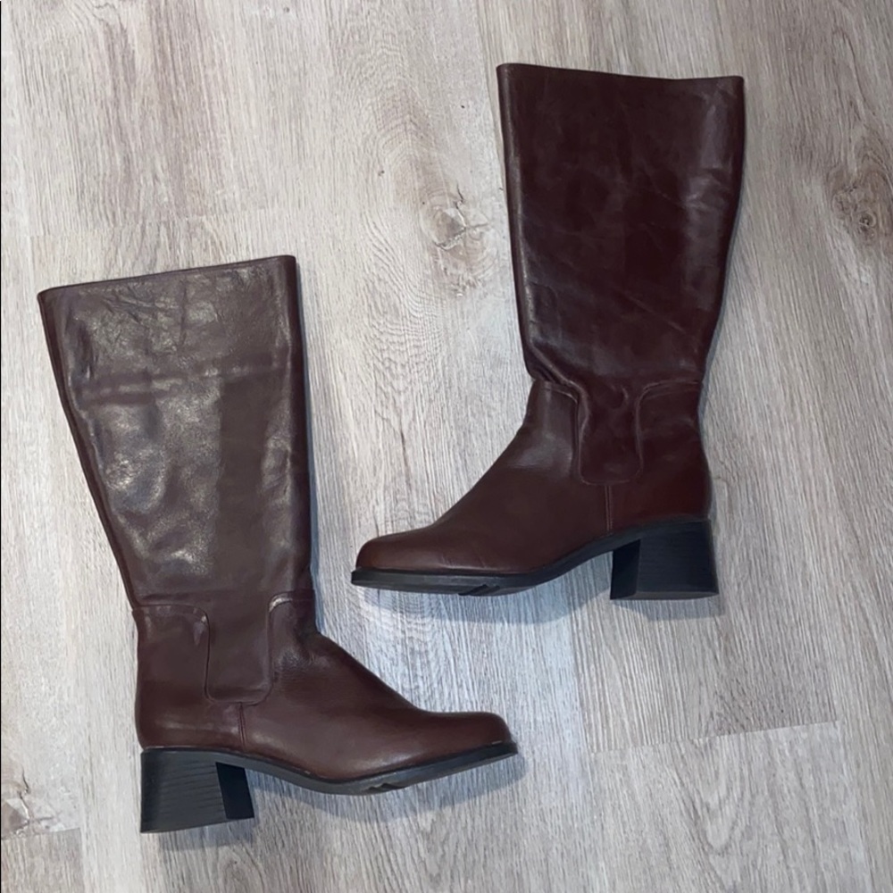 Aj Valenci Chocolate Brown Block Heel Tall Boots